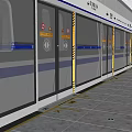 Subway Car Interior With Train Doors Seats And Direction Signs 3d model