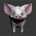 Cute Cartoon Pig Stuffed Toy With White Body Pink Ears And Spots