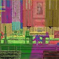 Traditional Wooden Church Pews And Altar Furniture With Red Carpet Painting