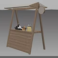 Wooden Street Food Stall With White Canopy And Coffee Machine