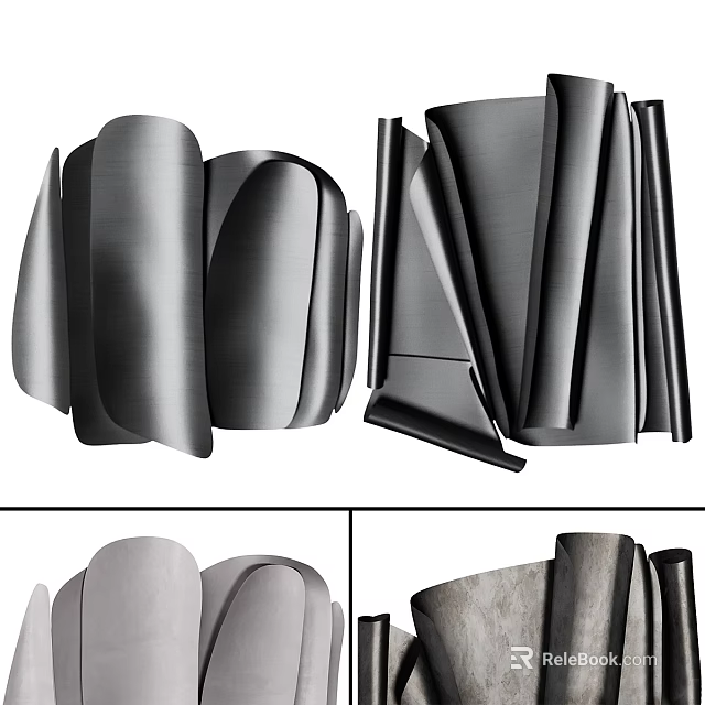 Modern Metal Wall Decor Featuring Curved Sculptural Shapes And Sleek Finish 3d model 