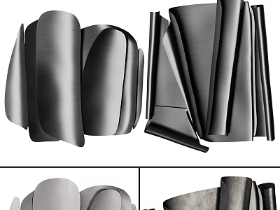 Modern Metal Wall Decor Featuring Curved Sculptural Shapes And Sleek Finish 3d model