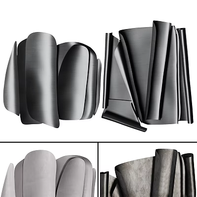 Modern Metal Wall Decor Featuring Curved Sculptural Shapes And Sleek Finish 3d model