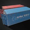 Industrial Shipping Containers Red And Blue With Open Door Featuring Global Freight Solutions For Logistics