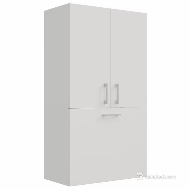 Modern White Bathroom Vanity With Double Doors Drawer And Metal Handles 3d model 