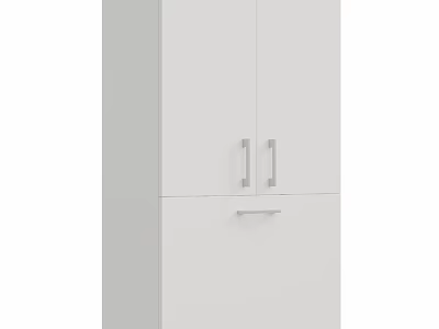 Modern White Bathroom Vanity With Double Doors Drawer And Metal Handles 3d model
