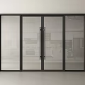 Modern Black Frame Glass Sliding Door With Clear Panels And Metal Handle