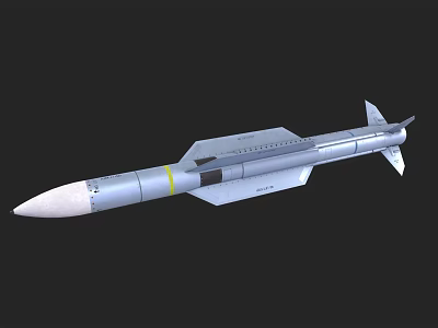Modern Silver Military Missile Weapon With Warhead Aerodynamic Body And Tail Fins 3d model