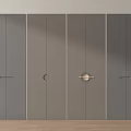 Grey Cabinet Doors With Various Handle Designs On Light Wall And Wooden Floor