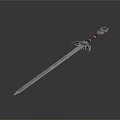 Ornate Medieval Sword With Decorative Metal Handle And Sharp Blade 3d model