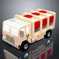 Beige Toy Truck Exterior Design With Red Compartments And Radioactive Symbol