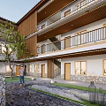 Traditional Detached Villa With Wooden Accents Balconies And Tree Surrounded Courtyard