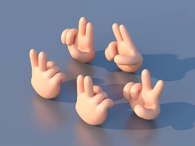Colorful Cartoon Hand Gesture Models With Different Poses For Daily Use 3d model