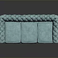 Classic Three Seat Light Blue Tufted Sofa With Rolled Arms And Metal Studs
