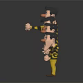 Cartoon Characters In Yellow And Black Striped Clothes With Various Expressions Standing Together