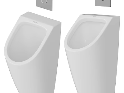 White Stand Urinals With Silver Sensor Panels In Modern Bathroom 3d model