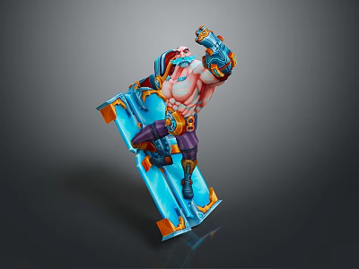 Muscular Colorful Action Figure Toy With Mechanical Arm And Vibrant Design For Home Decor 3d model