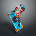 Muscular Colorful Action Figure Toy With Mechanical Arm And Vibrant Design For Home Decor