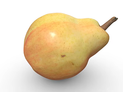 Fresh Ripe Pear With Yellow And Orange Surface And Brown Stem 3d model