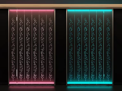 Modern Decorative Room Divider With Intricate Floral Patterns And Colorful LED Lighting 3d model