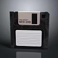 Retro Floppy Disk MFD-2HD Storage Device With Black Casing And White Label 3d model