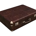 Vintage Brown Leather Suitcase With Metal Corner Accents Brass Lock And Leather Handle Design