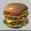 Juicy Double Beef Patty Cheeseburger With Sesame Seed Bun Tomato And Lettuce