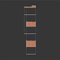 Multi Layer Display Equipment With Transparent Frame Orange White Components And Blue Platforms