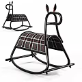 Plaid Patterned Cushion Metal Frame Rocking Leisure Chair With Modern Design And Comfortable Relaxation