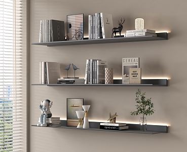 Aluminum Alloy Creative Simple Bookshelf Simple Metal Luminous Plate Storage Rack Jewelry Ornaments 3d model