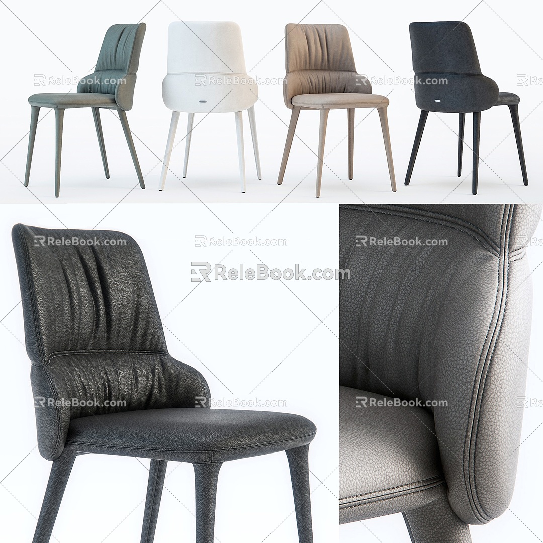 Leather Single Chair Dining Chair Leather Single Chair Black Leather Single Chair Backrest Chair Casual Single Chair Light Luxury Single Chair Simple Leather Single Chair 3d model