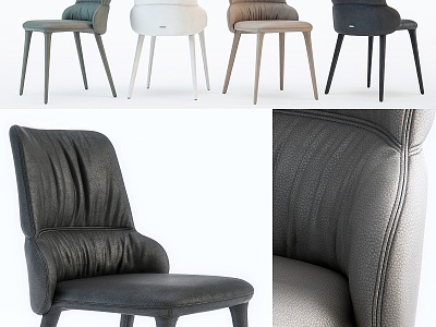 Leather Single Chair Dining Chair Leather Single Chair Black Leather Single Chair Backrest Chair Casual Single Chair Light Luxury Single Chair Simple Leather Single Chair 3d model