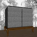 Elegant Beige Upholstered Bedside Cabinet with Textured Padded Surface and Wooden Legs