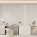 Modern White Dressing Table With Drawers Stool Lamp And Vase Decor Elements 3d model