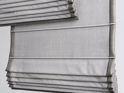 Gray Fabric Roman Blinds With Sleek Pleated Design And Window Decoration Details 3d model