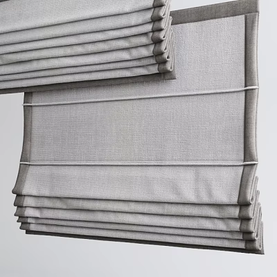 Gray Fabric Roman Blinds With Sleek Pleated Design And Window Decoration Details 3d model