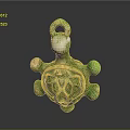 Green Turtle Shaped Decorative Ornament With Intricate Pattern And Hanging Loop