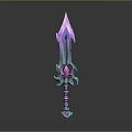 Game Movie Character With Ornate Sword Featuring Pink Blue Gradient And Gemstone Accents