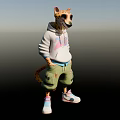 Cheetah Man In White Hoodie With Green Cargo Shorts And Sneakers