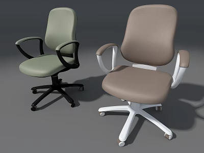 Light Green And Light Brown Office Chair With Armrests Swivel Function And Wheels 3d model