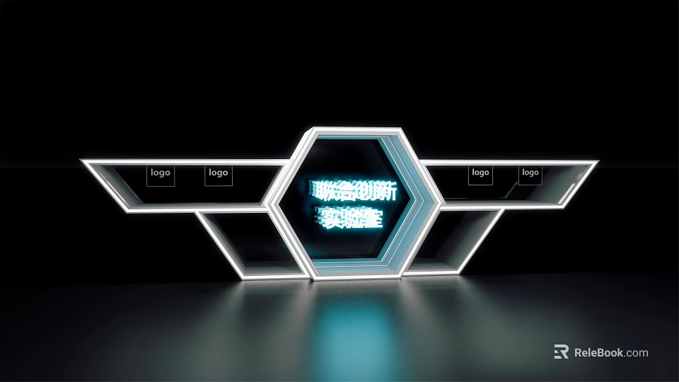 Modern Activation Device with Hexagonal Illuminated Control Panel and Functional Buttons Design 3d model