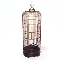 Vintage Metal Birdcage Striped Cylindrical Decorative Ornament Set with Hook and Base
