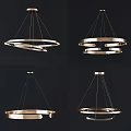 Modern Metallic Circular Chandelier With Sleek Ring Design For Contemporary Interiors 3d model