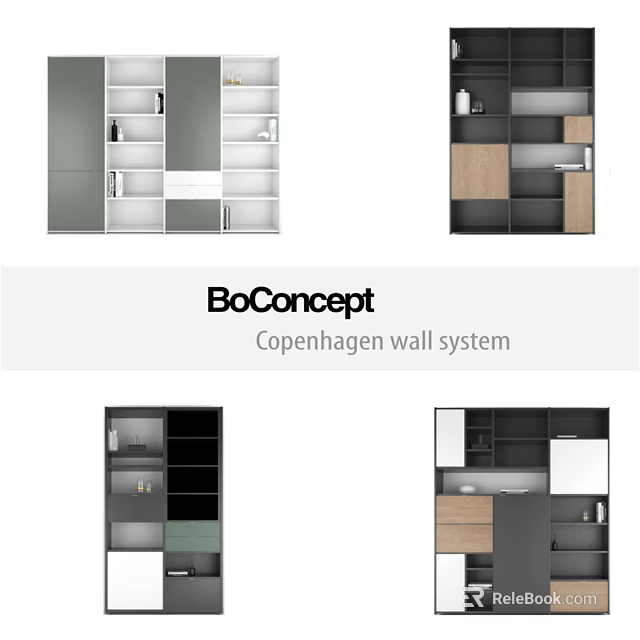 BoConcept Copenhagen TV Wall System With Modular Design And Storage Cabinets 3d model 