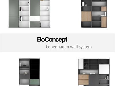 BoConcept Copenhagen TV Wall System With Modular Design And Storage Cabinets 3d model