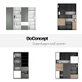 BoConcept Copenhagen TV Wall System With Modular Design And Storage Cabinets