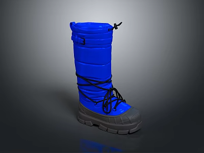 Stylish Blue High Top Boots With Black Laces And Sturdy Rubber Sole 3d model