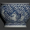 Traditional Chinese Blue and White Porcelain Jar With Intricate Sea Wave Patterns