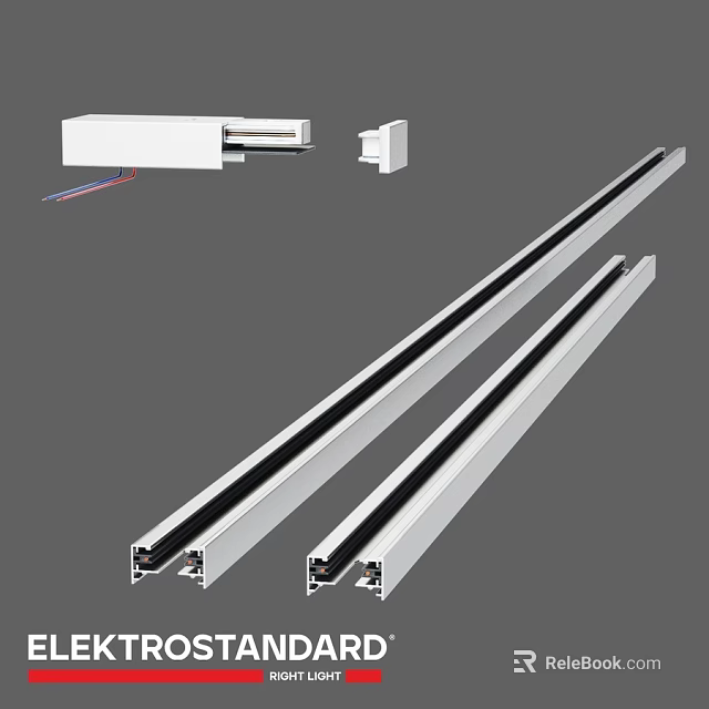 Modern Downlights And Spotlights Track Rails With White Mounting Accessories 3d model 