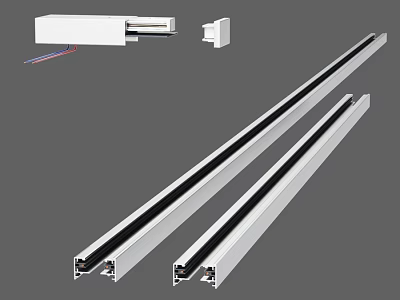 Modern Downlights And Spotlights Track Rails With White Mounting Accessories 3d model